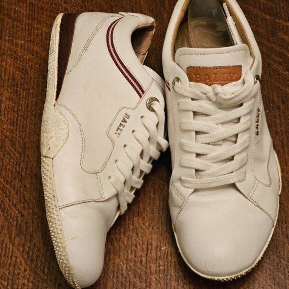 Bally "Fridia" Bone Sneakers Women's 7.5". Leather - Picture 2 of 7